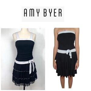 Amy Byer Y2K Black Tiered Skirt Dress with White Accents 16